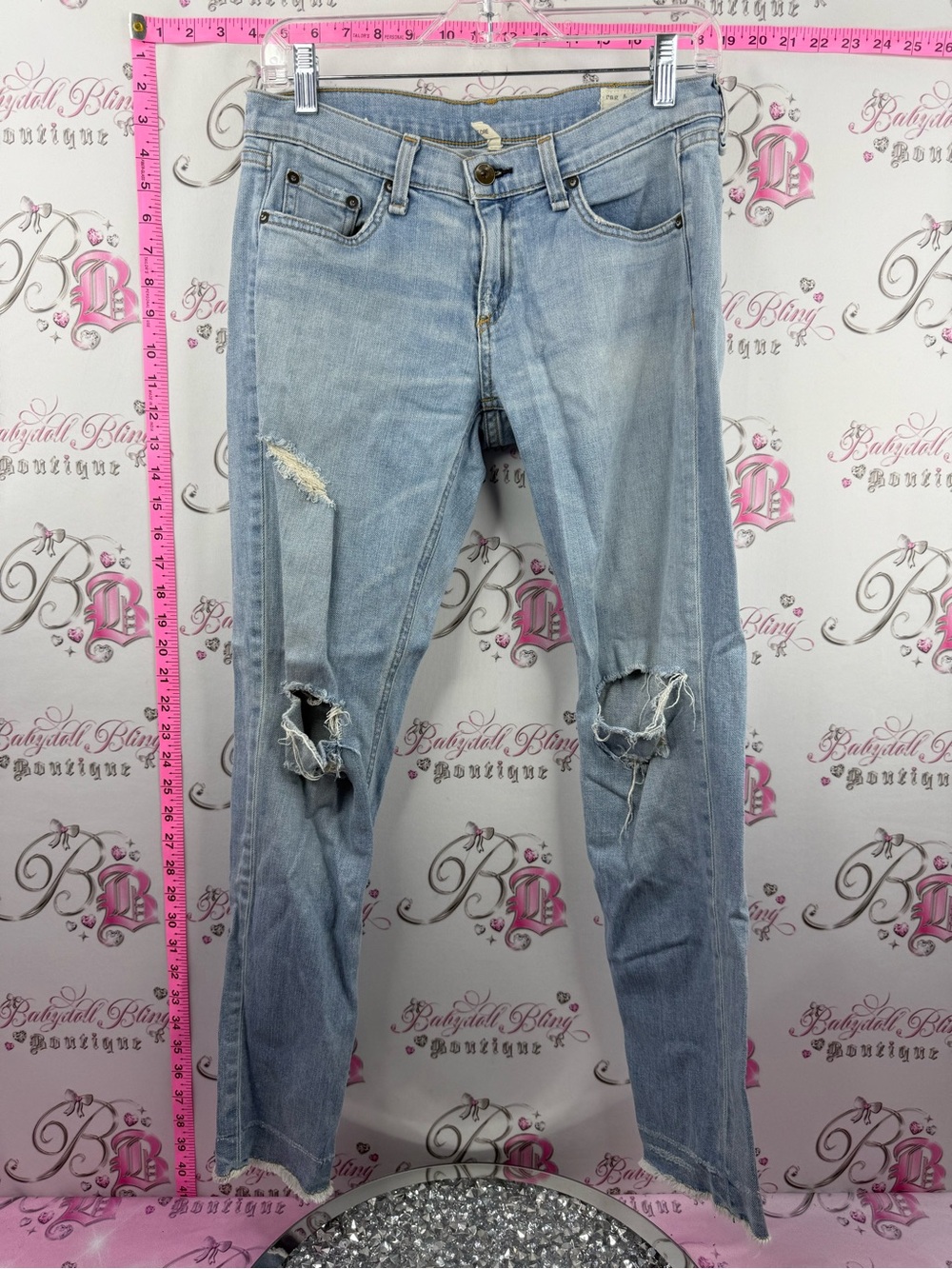 rag & bone the Dre jeans aqua Light Blue Distressed Skinny Jeans